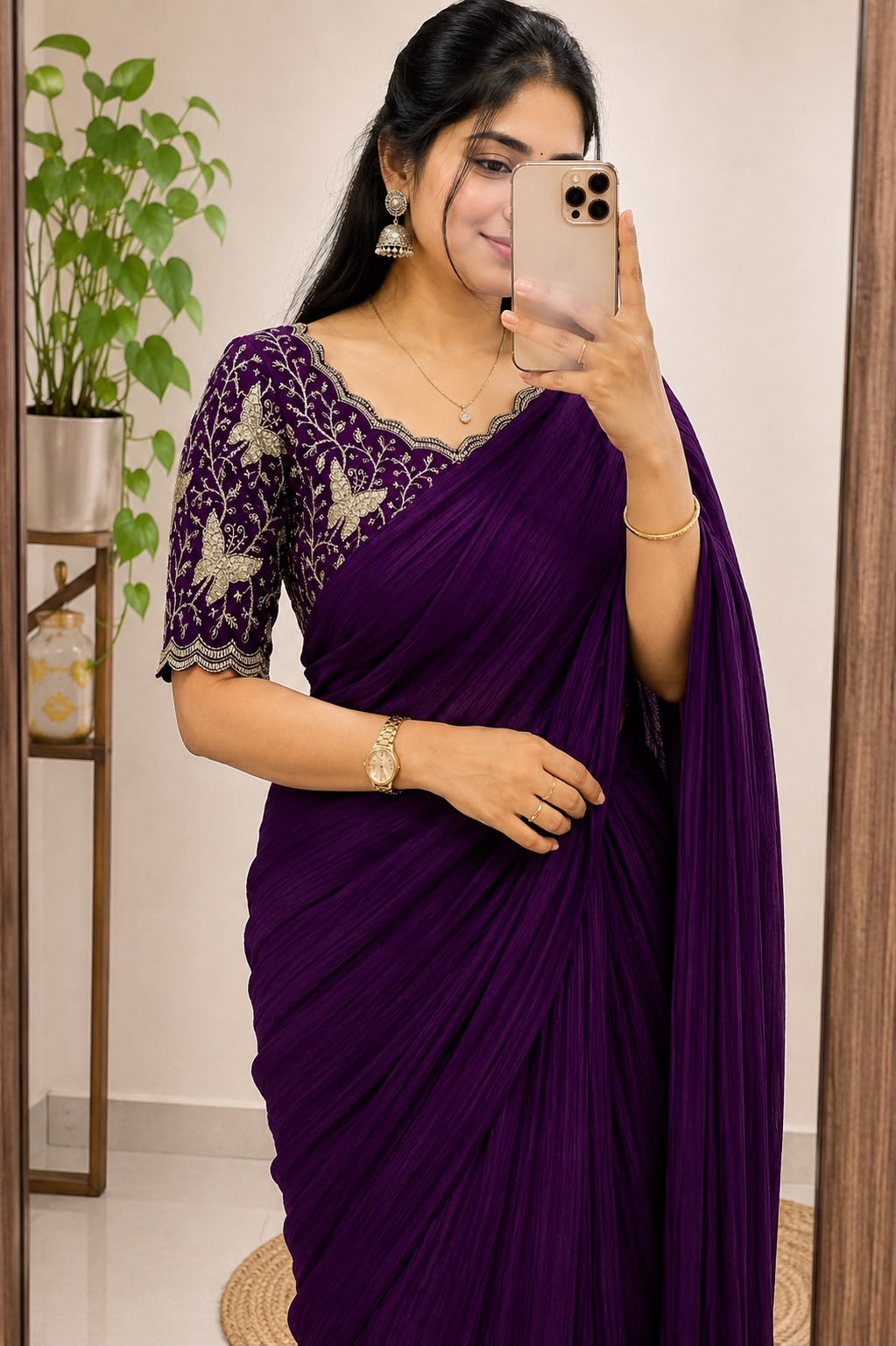 Silk saree with embroidery blouse