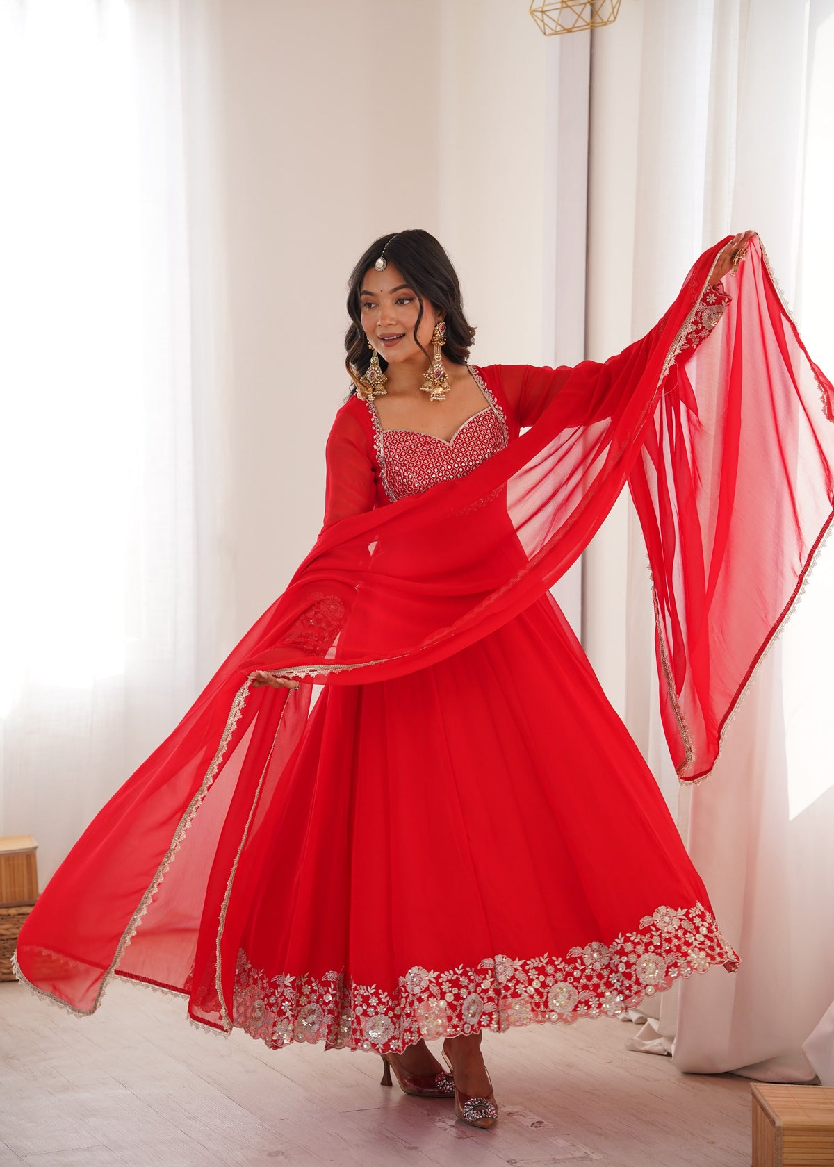 Georgette Anarkali three piece set