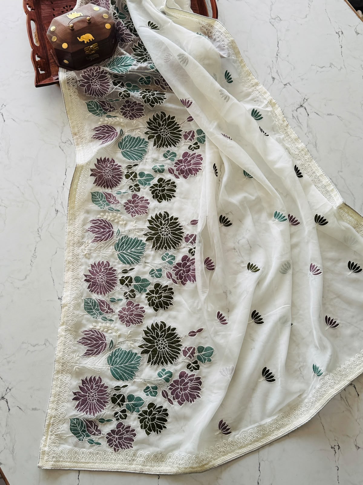 Heavy thread work saree