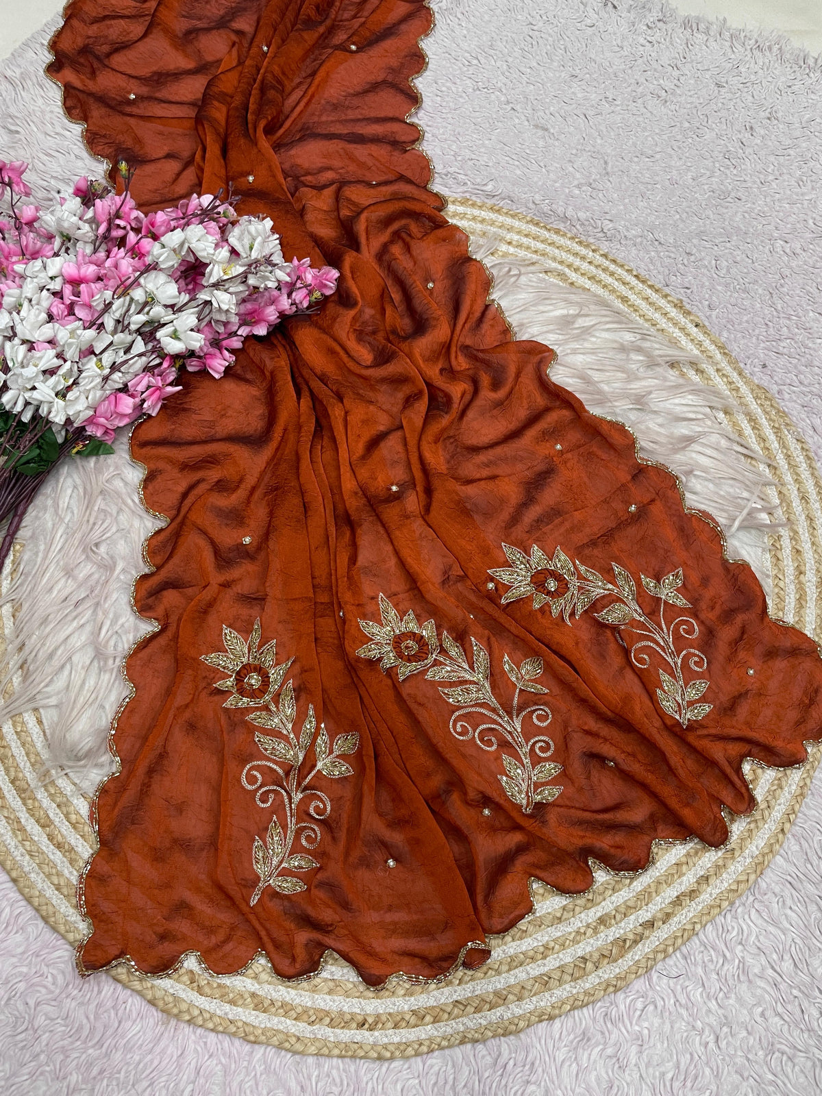 Heavy hand work saree