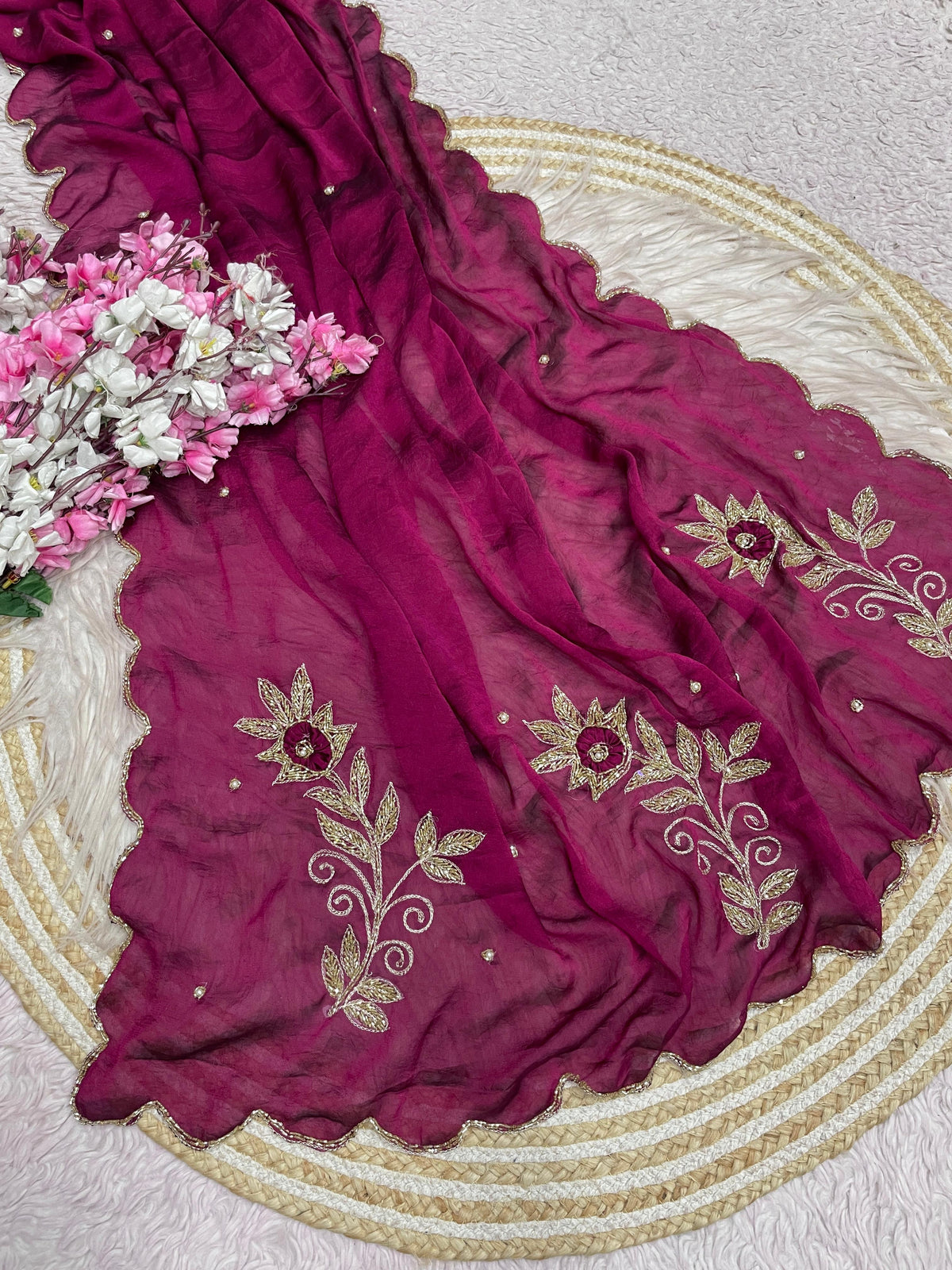 Heavy hand work saree
