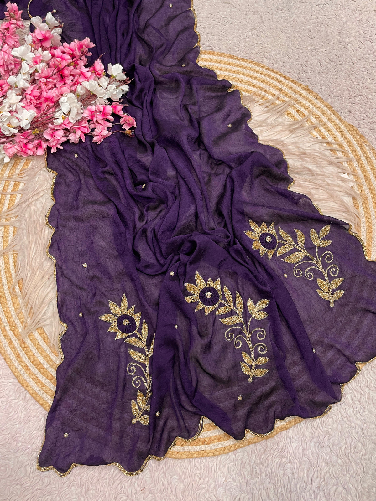 Heavy hand work saree