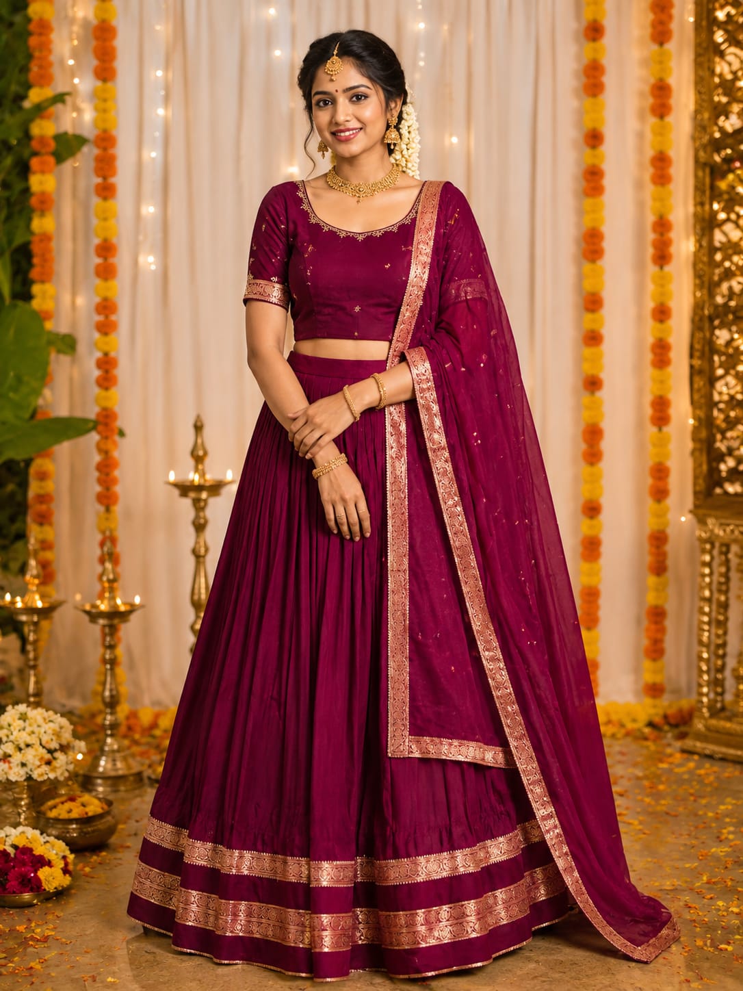 Traditional kolam desgin half saree