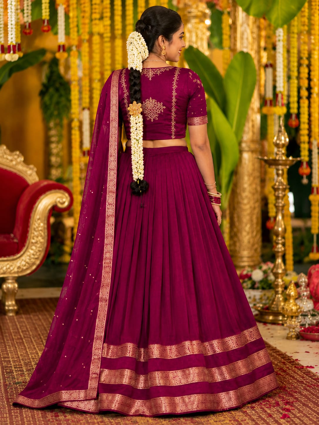 Traditional kolam desgin half saree