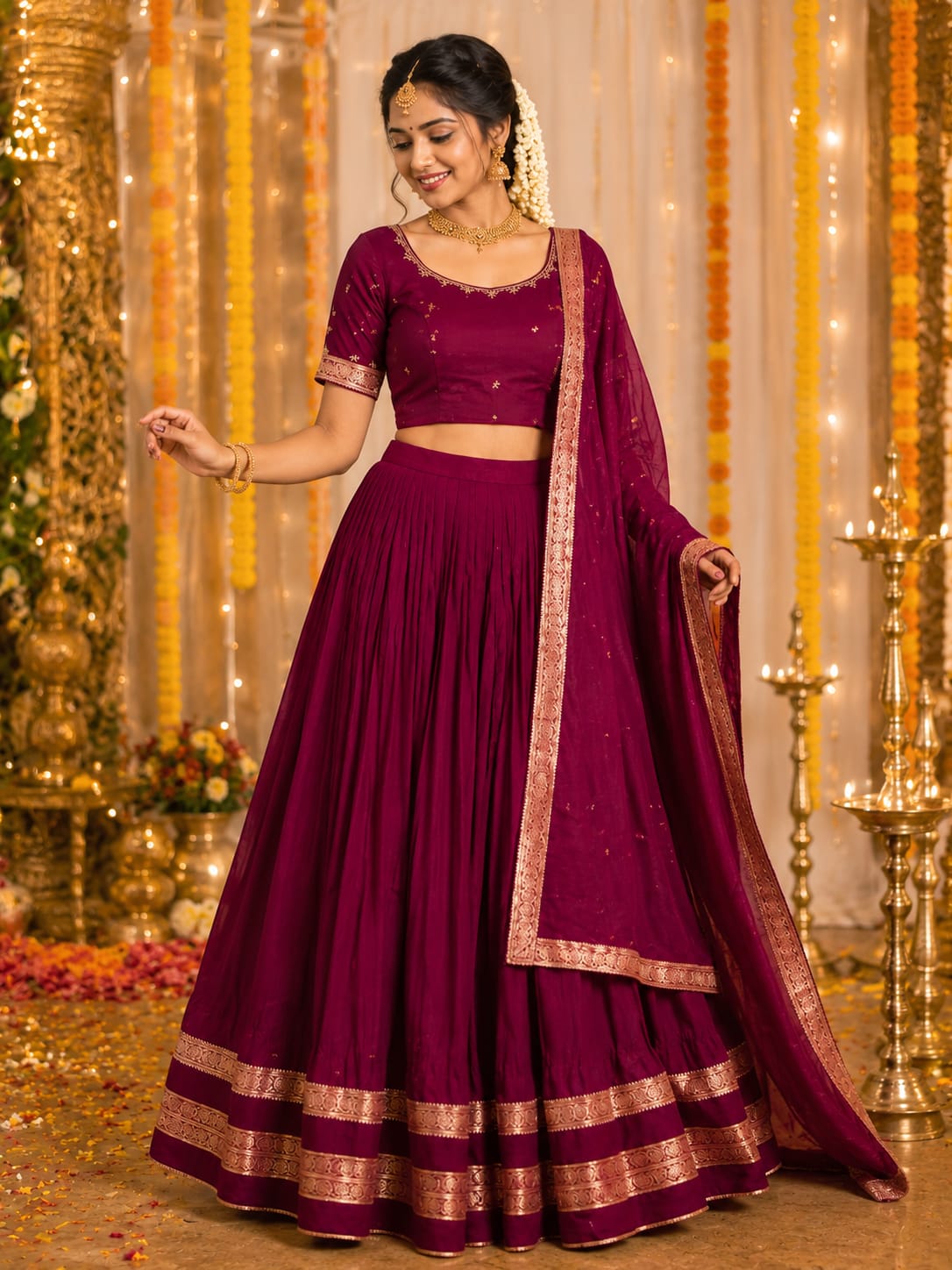 Traditional kolam desgin half saree