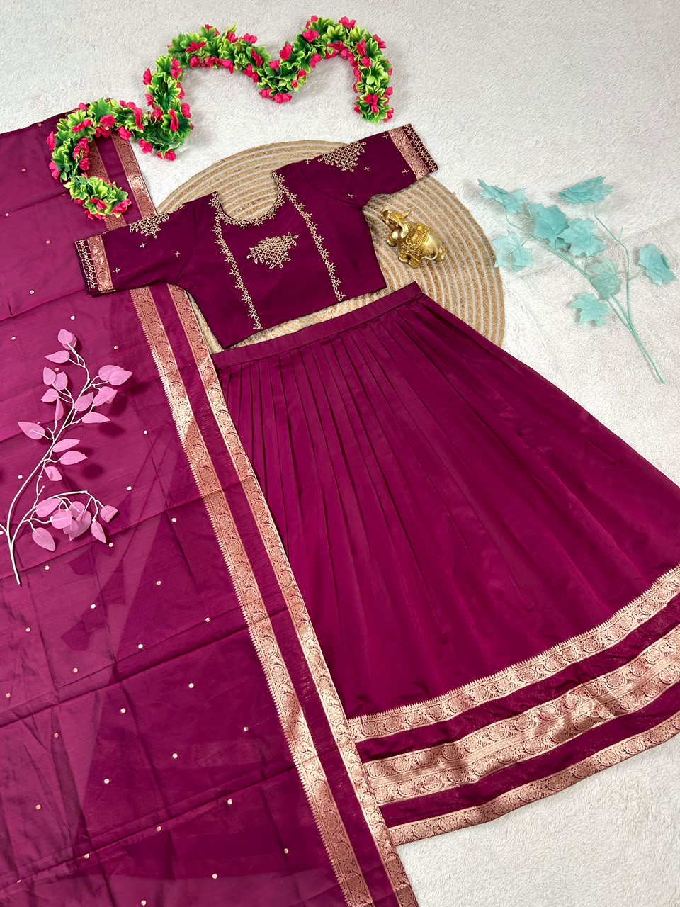 Traditional kolam desgin half saree