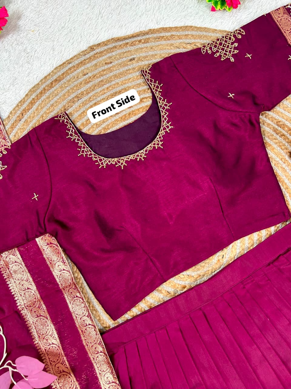 Traditional kolam desgin half saree