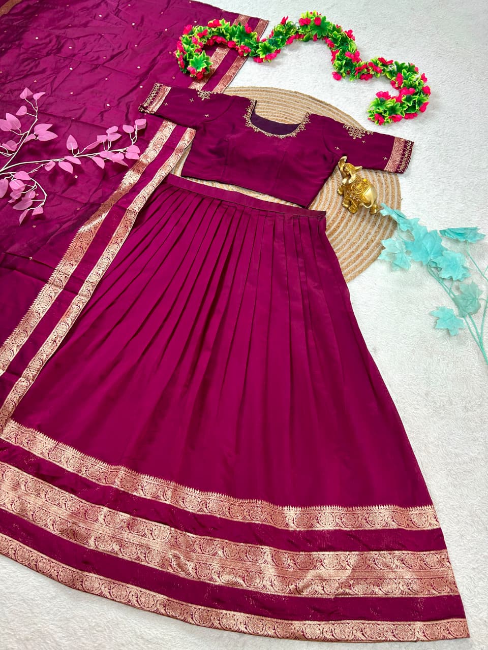 Traditional kolam desgin half saree