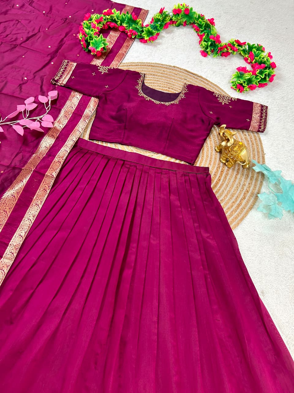 Traditional kolam desgin half saree