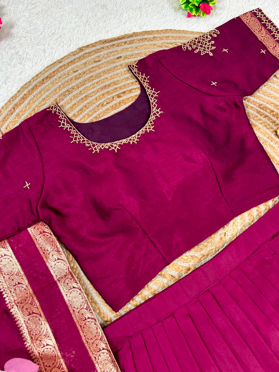 Traditional kolam desgin half saree