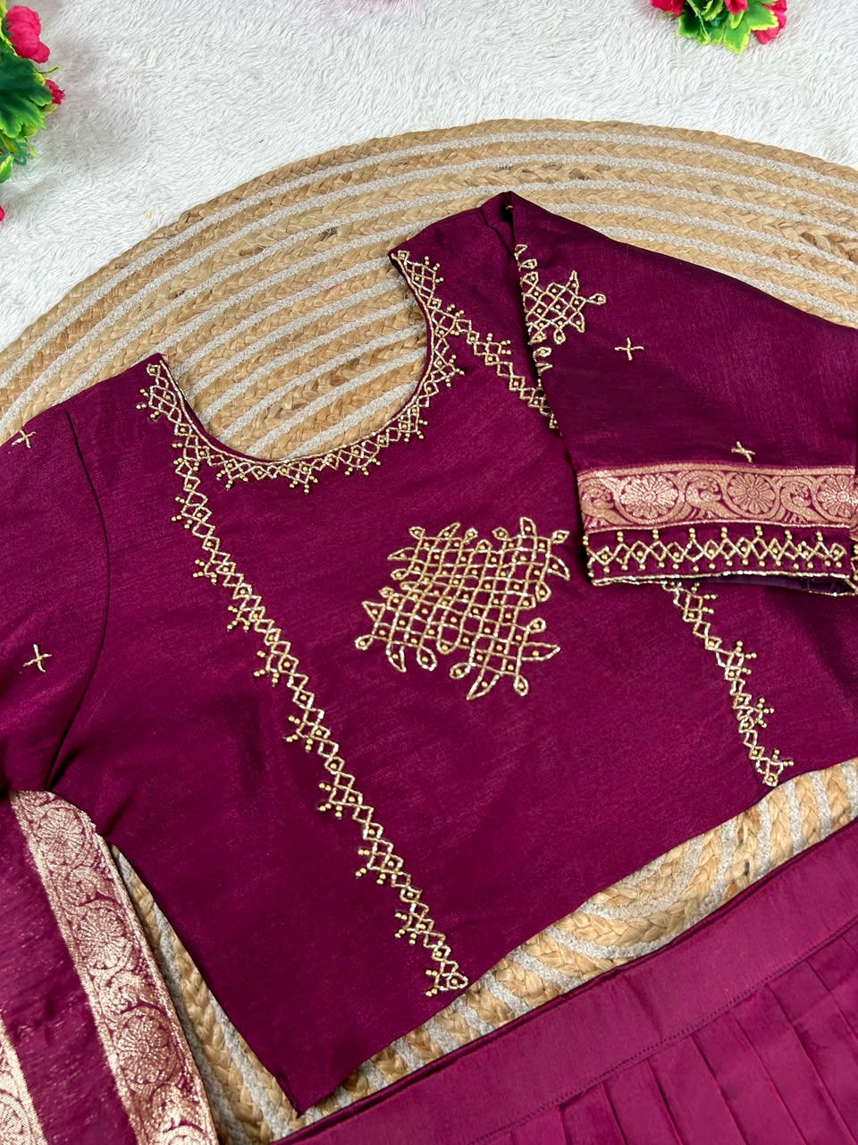 Traditional kolam desgin half saree