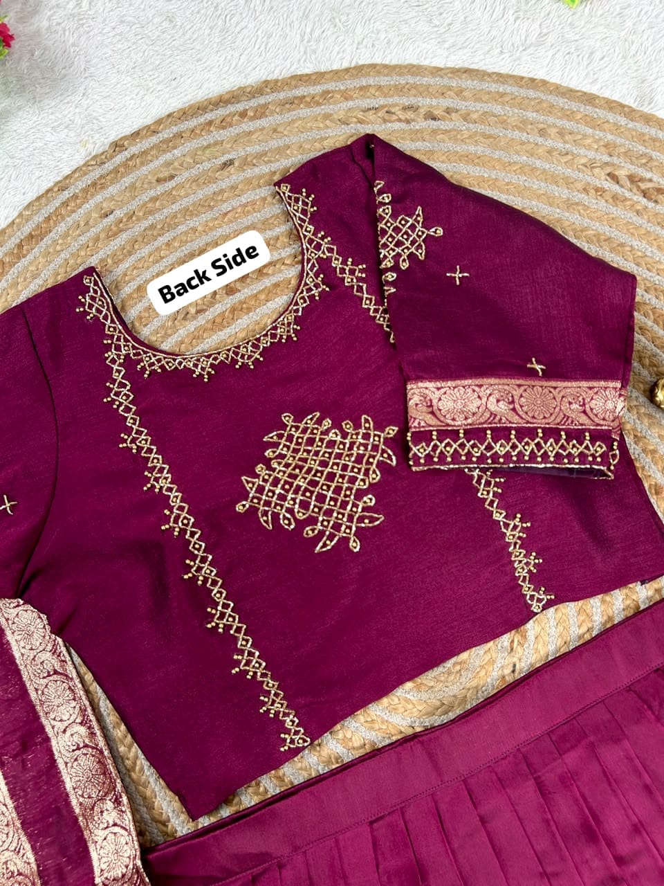 Traditional kolam desgin half saree