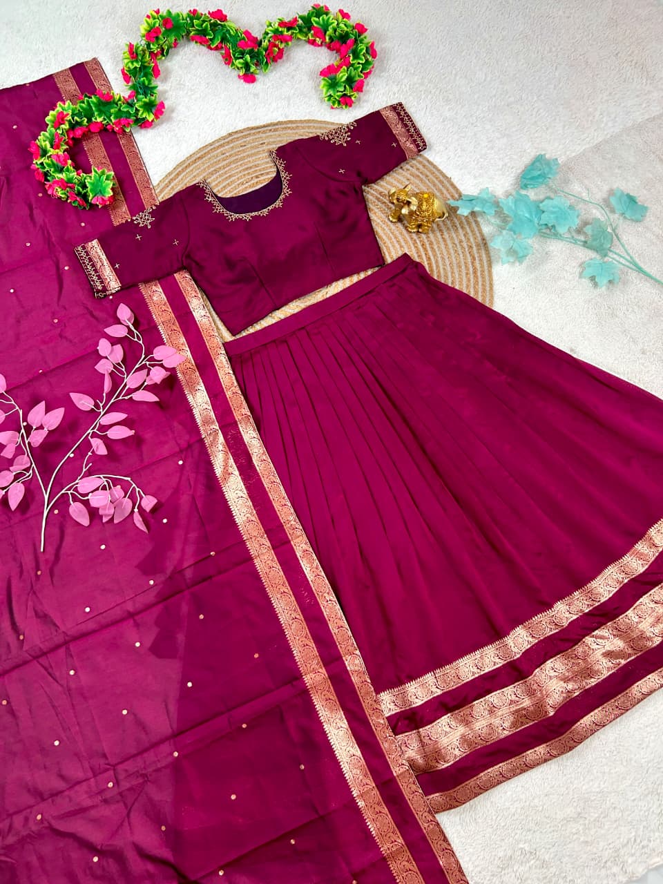 Traditional kolam desgin half saree