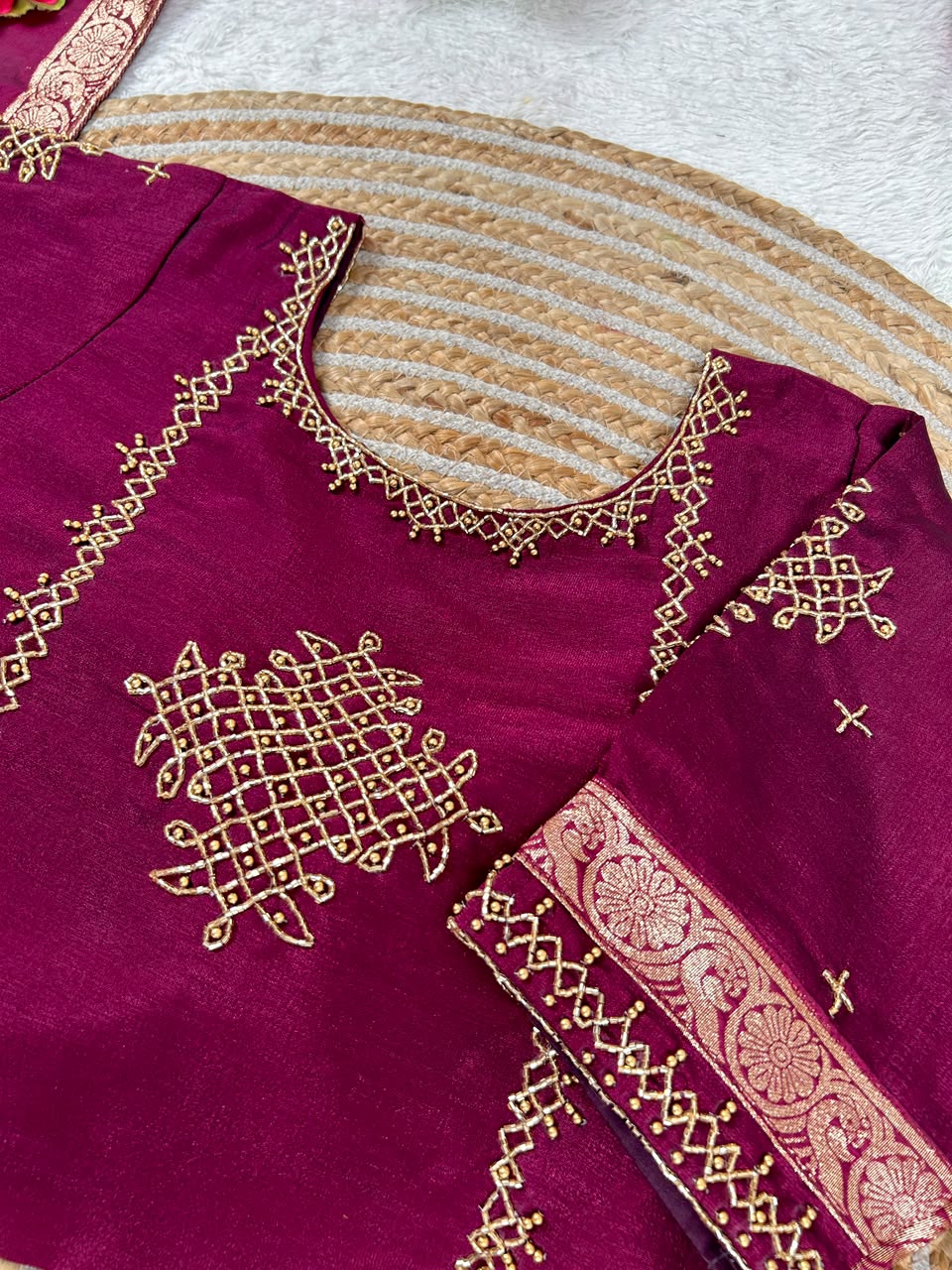 Traditional kolam desgin half saree