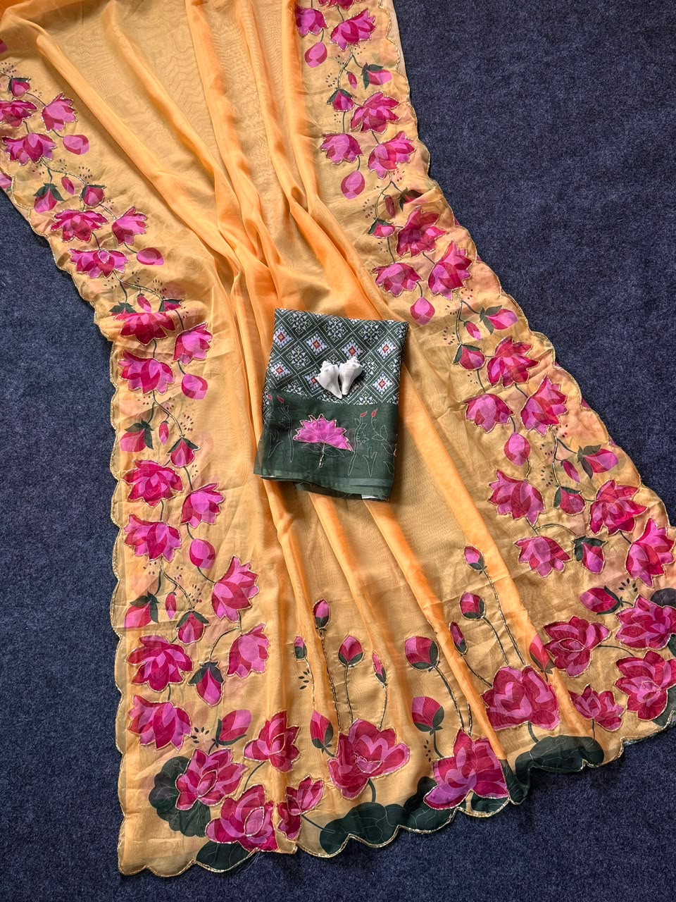 Kamal print handwork  saree with patola blouse