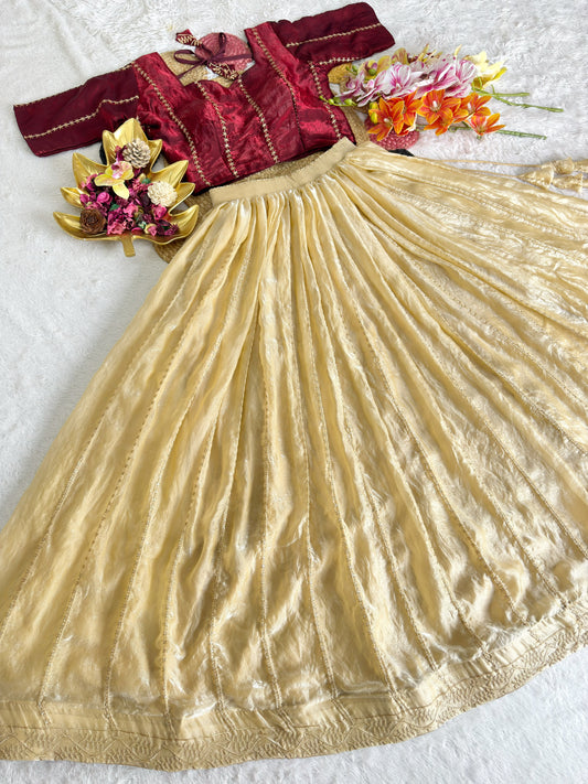 Traditional space silk lehanga with fully stiched blouse