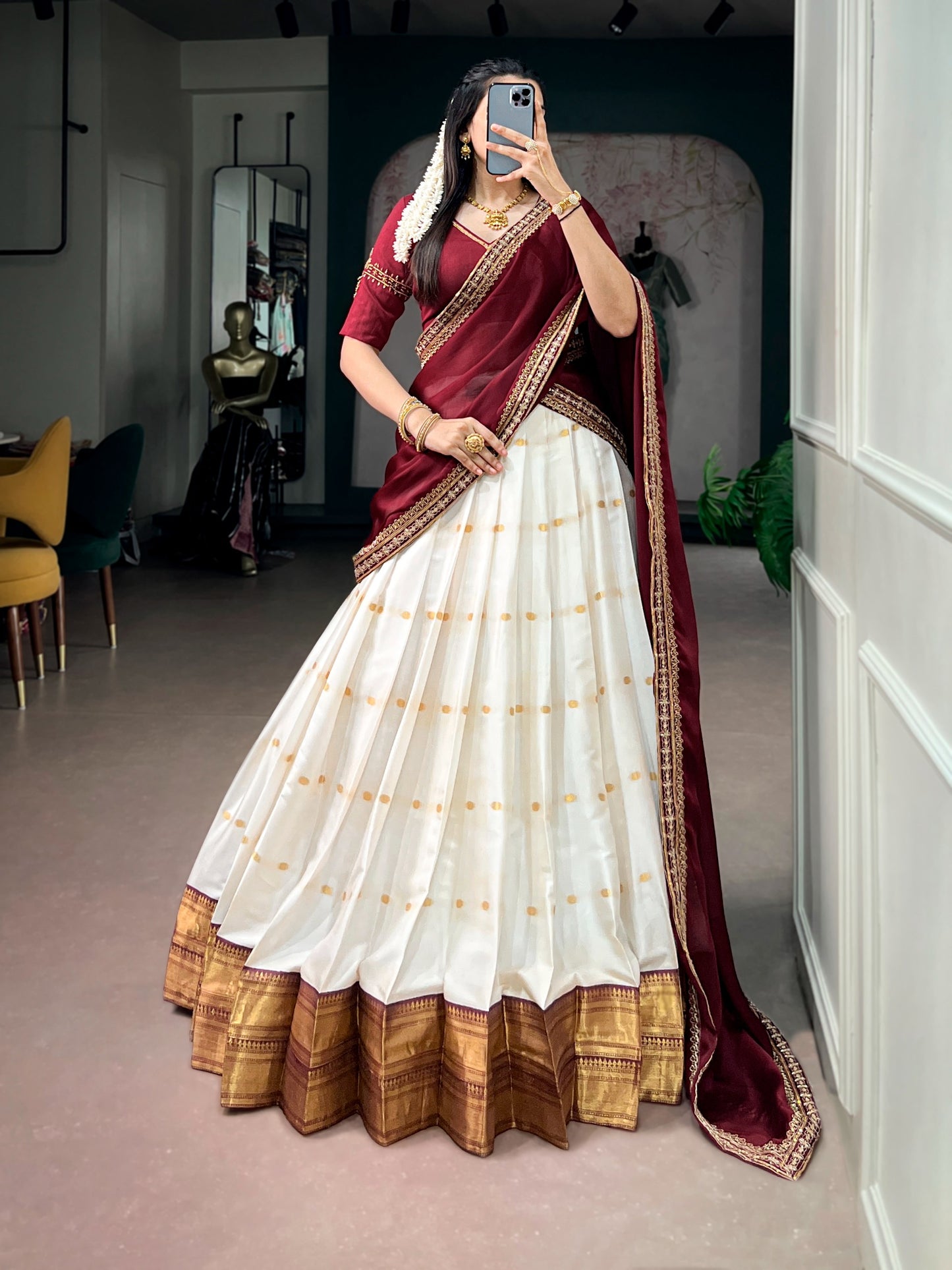 Traditional silk cotton halfsaree