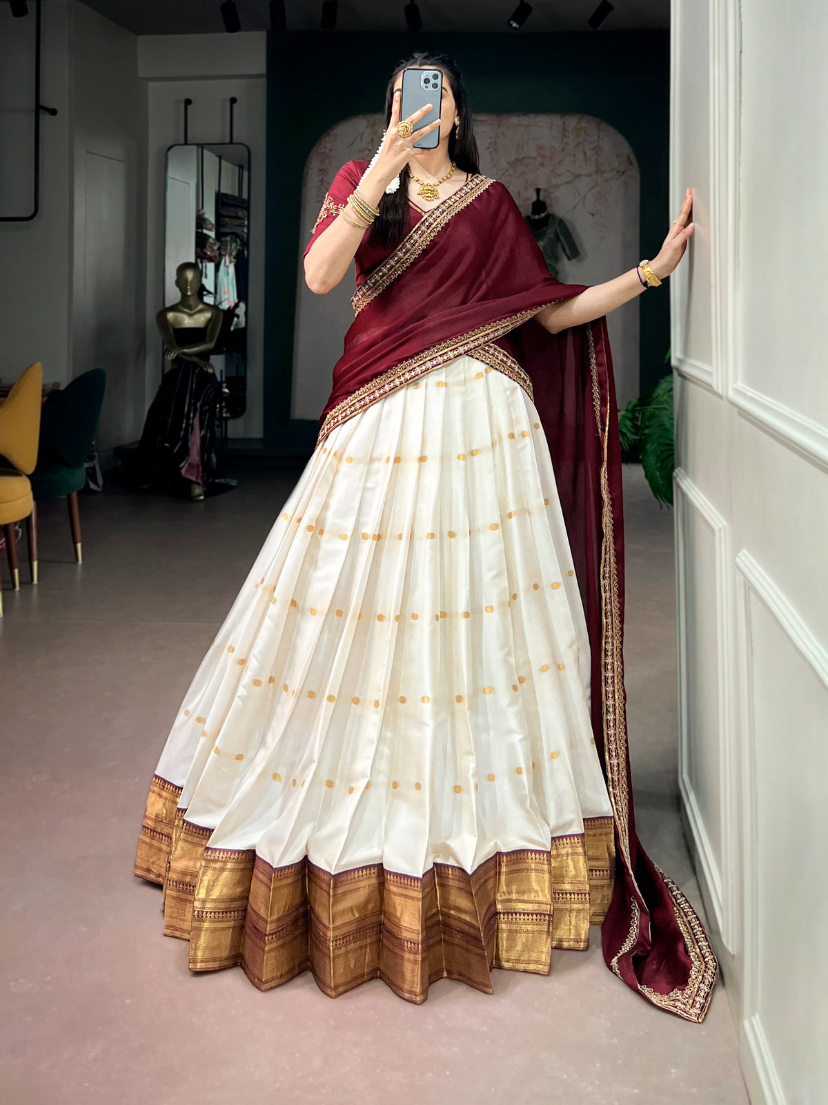 Traditional silk cotton halfsaree