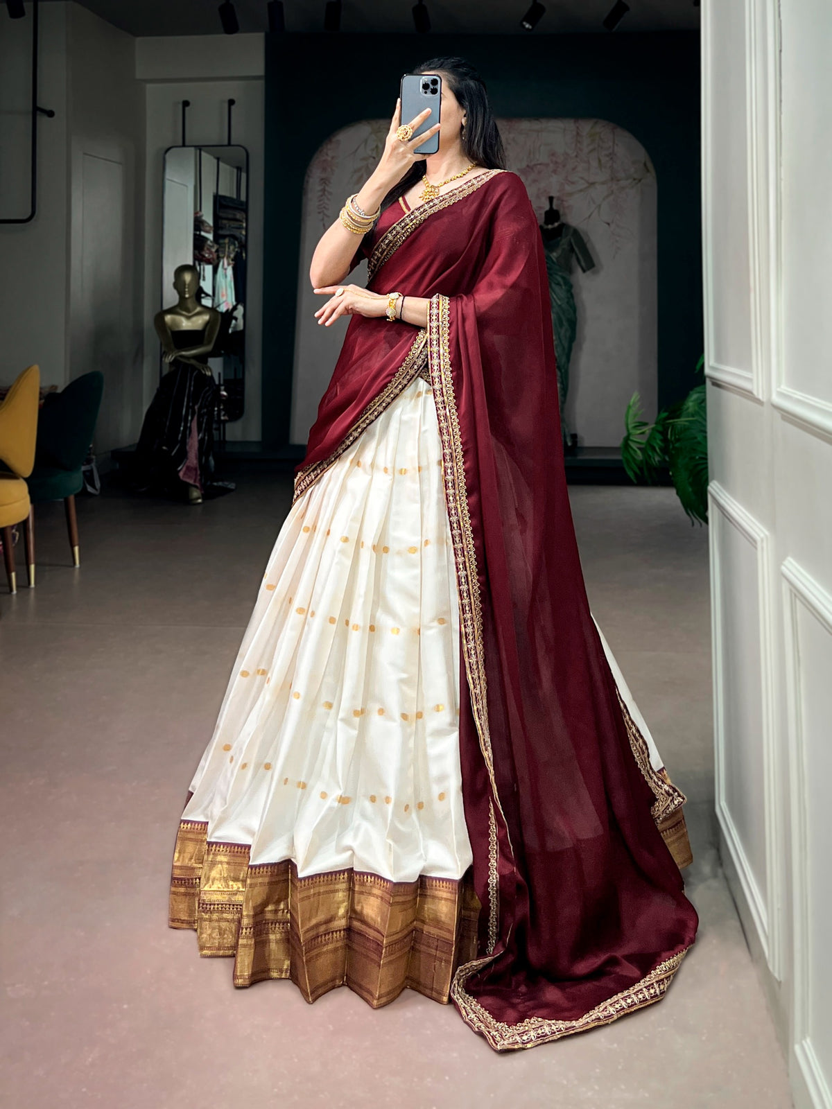 Traditional silk cotton halfsaree