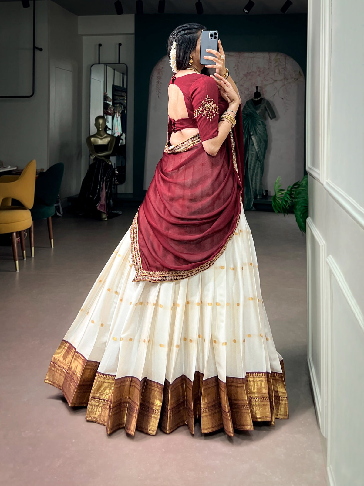 Traditional silk cotton halfsaree