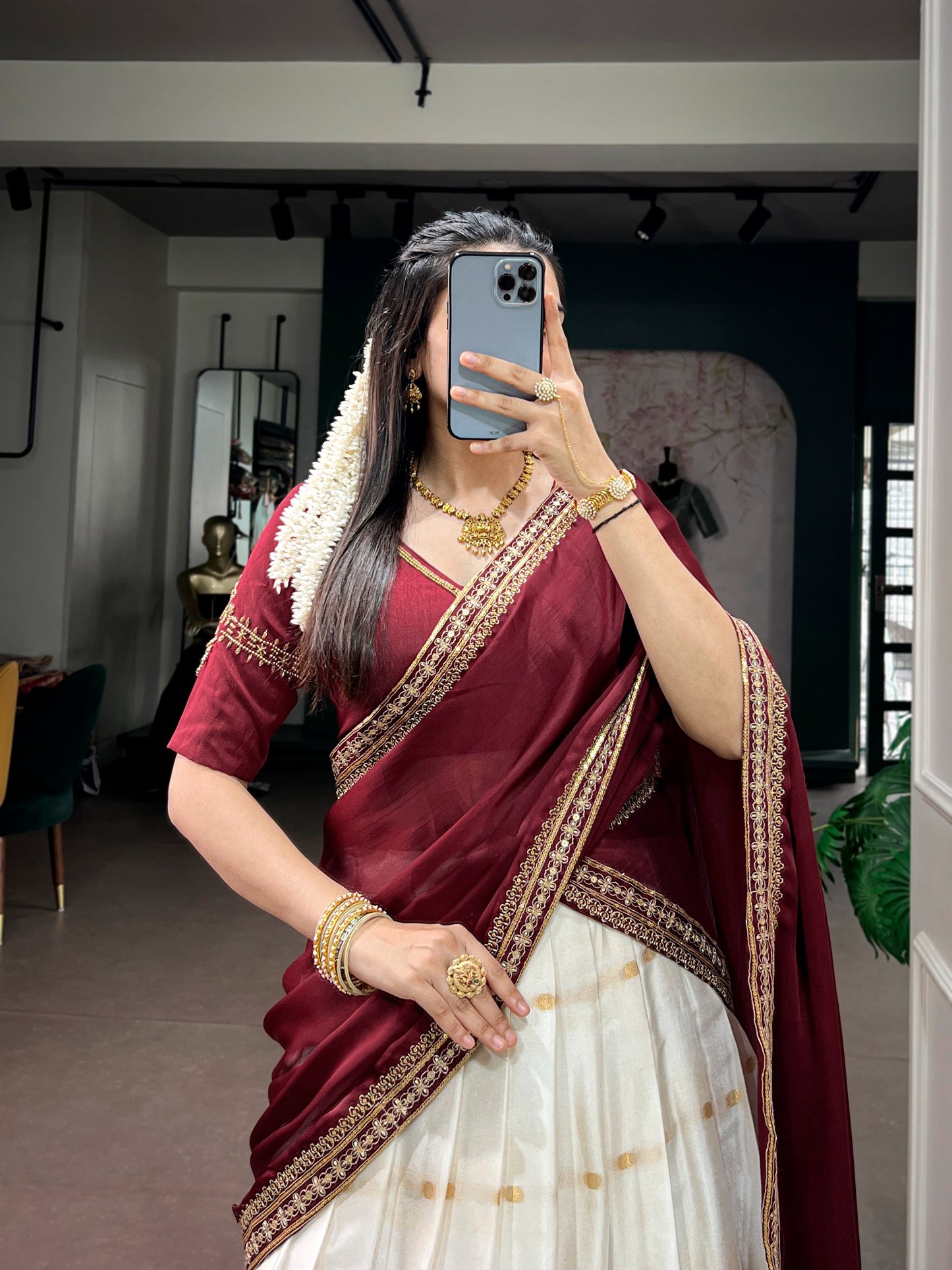Traditional silk cotton halfsaree