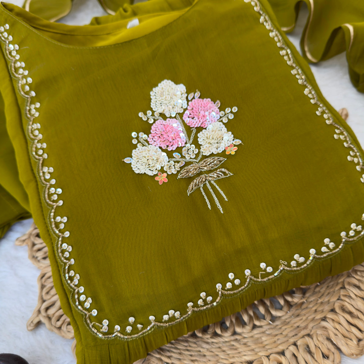 Pure mul viscos chanderi cotton three piece set
