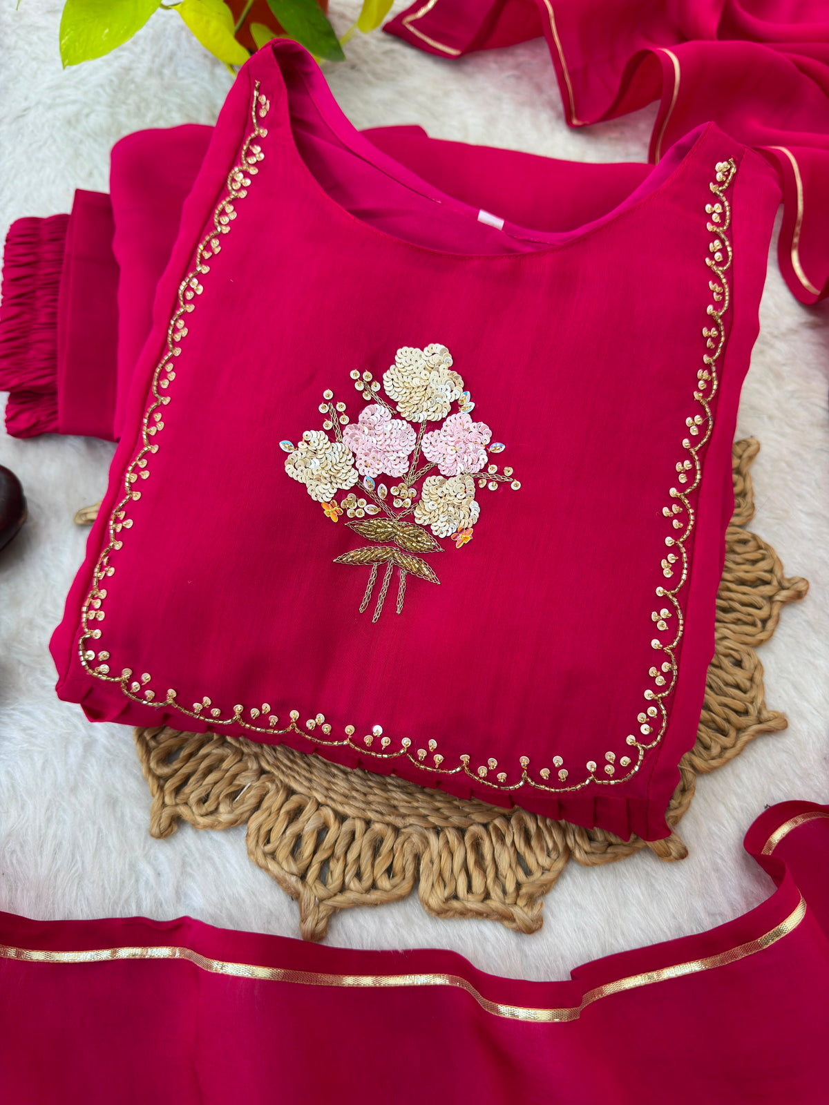 Pure mul viscos chanderi cotton three piece set