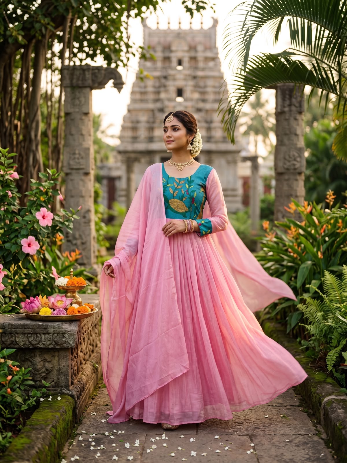 Kalmkari kota checks frock with duppata