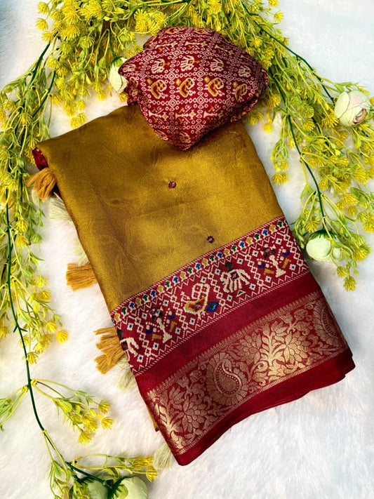 Traditional soft crepe  silk saree