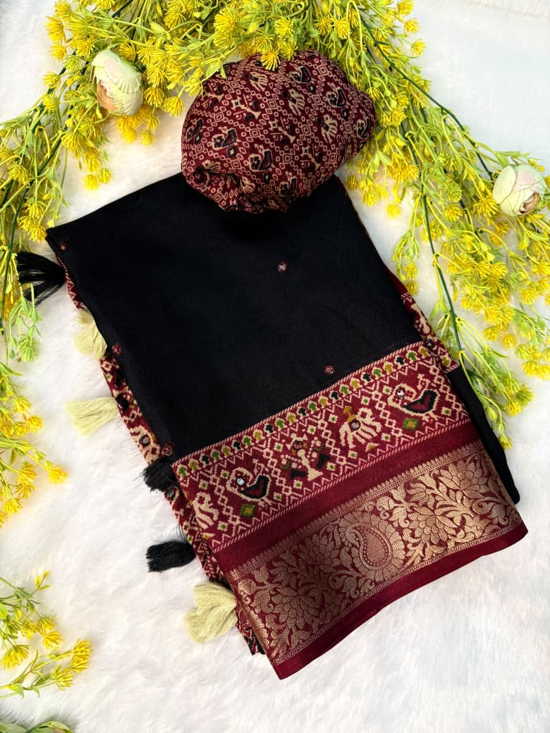 Traditional soft crepe  silk saree