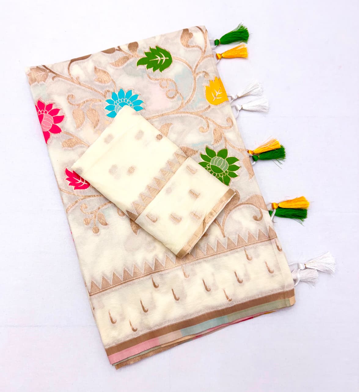 Viscose Khadi crepe georgette  saree