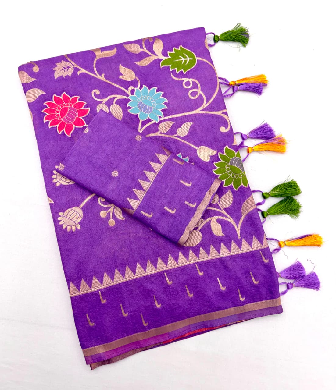 Viscose Khadi crepe georgette  saree