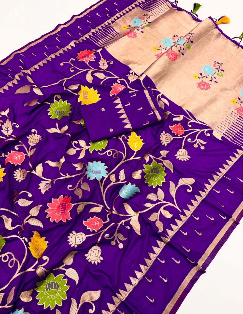 Viscose Khadi crepe georgette  saree