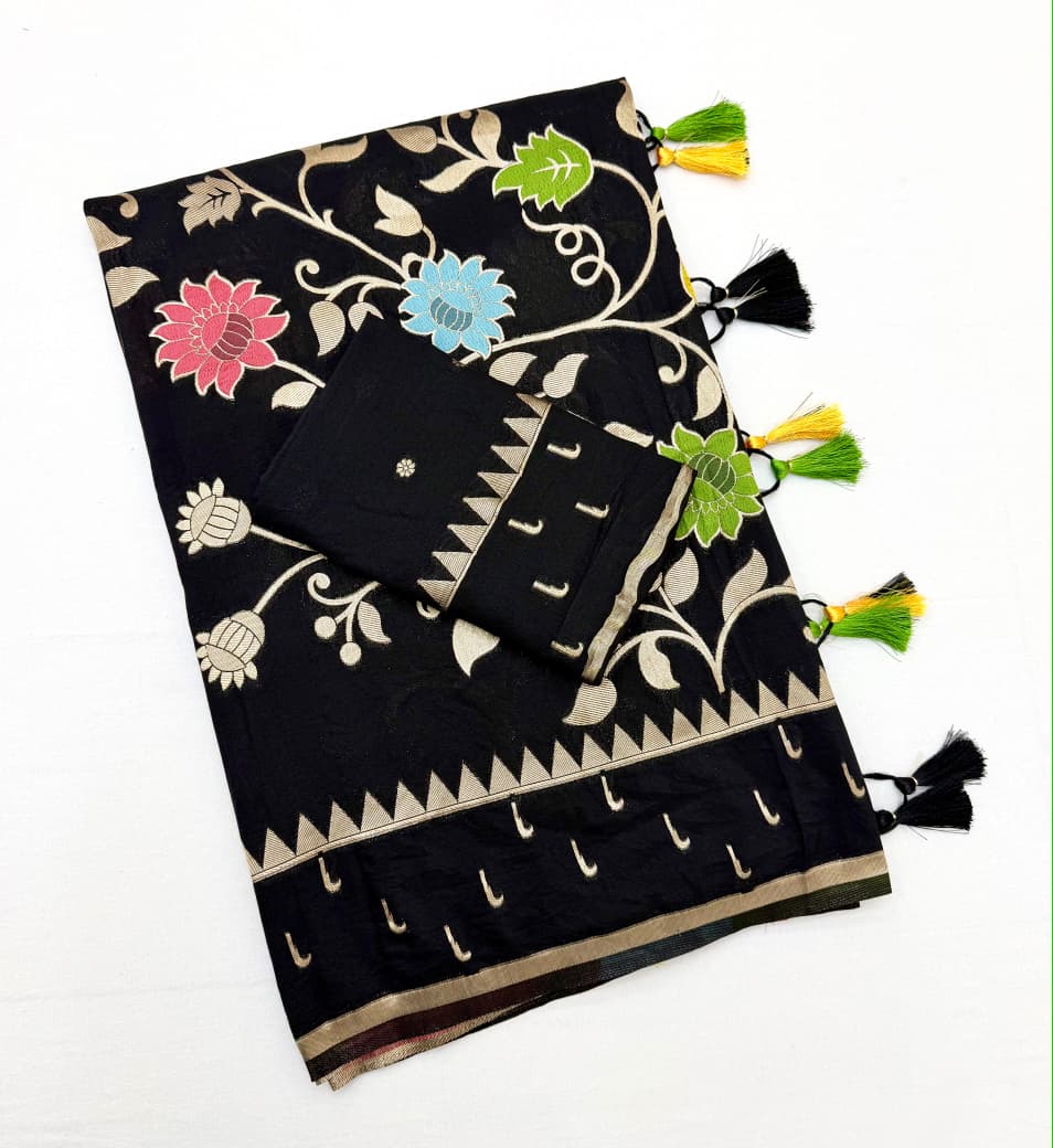 Viscose Khadi crepe georgette  saree
