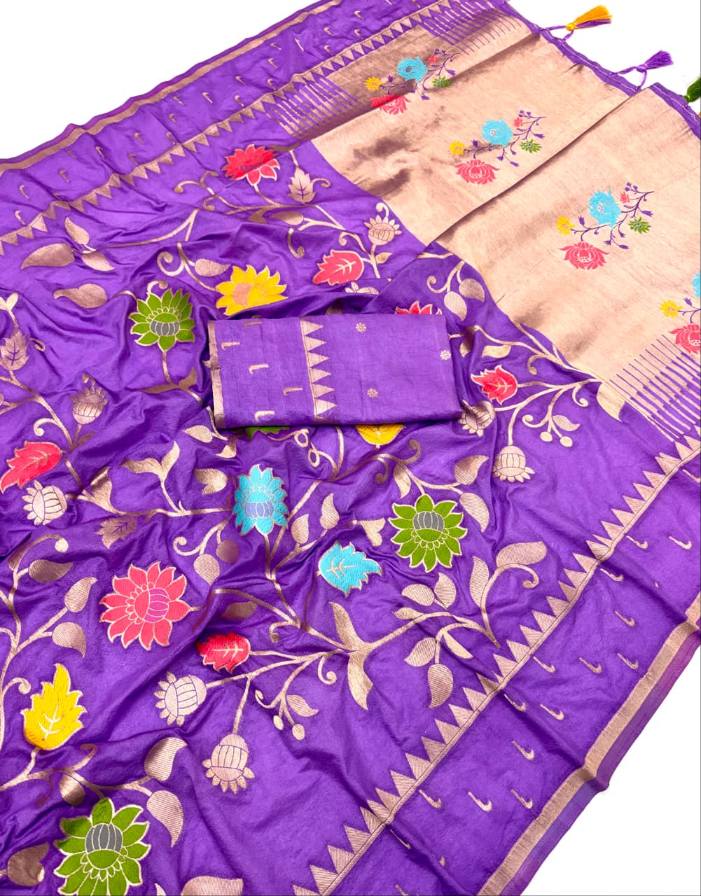 Viscose Khadi crepe georgette  saree