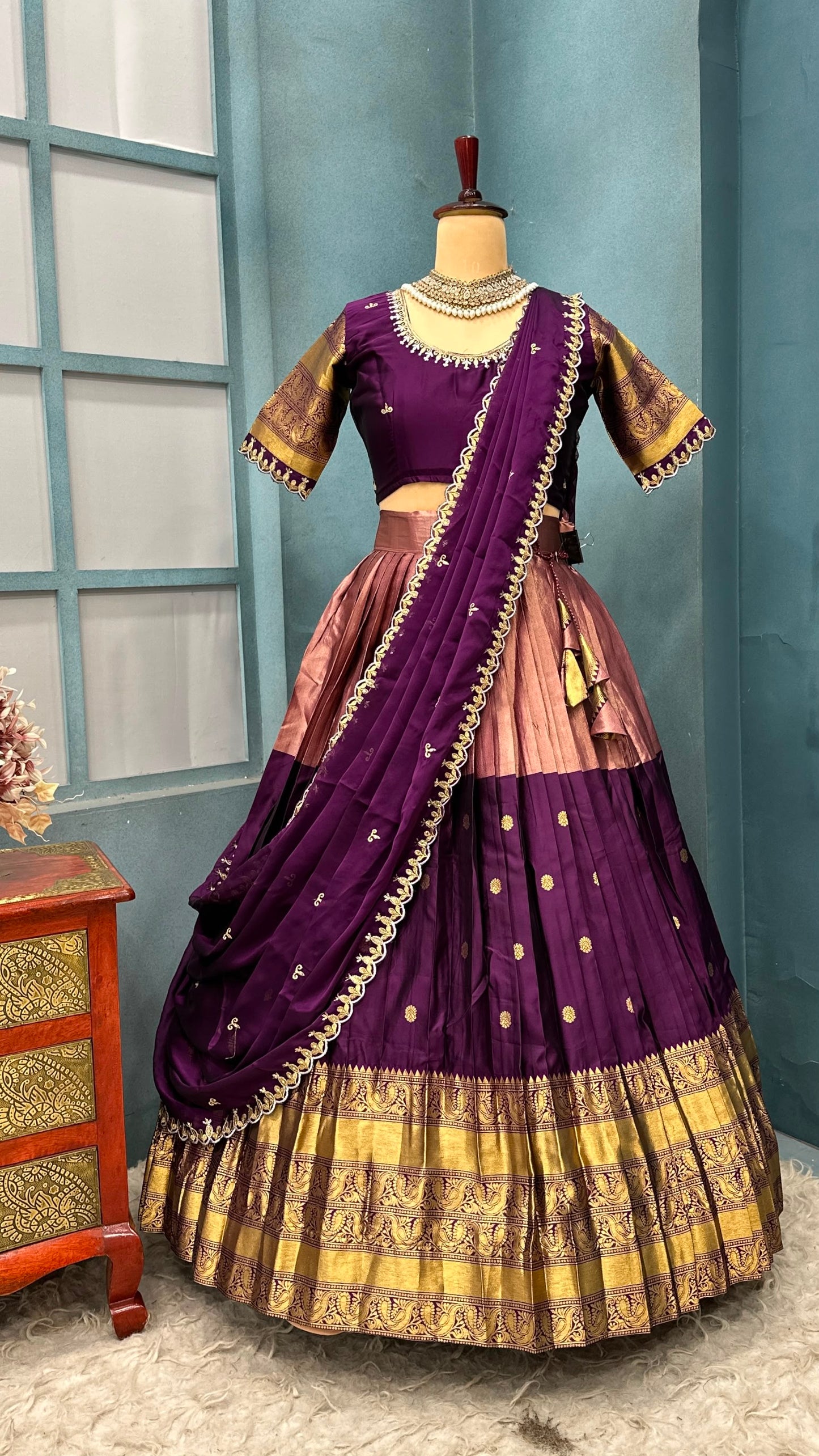 Traditional fully stiched halfsaree