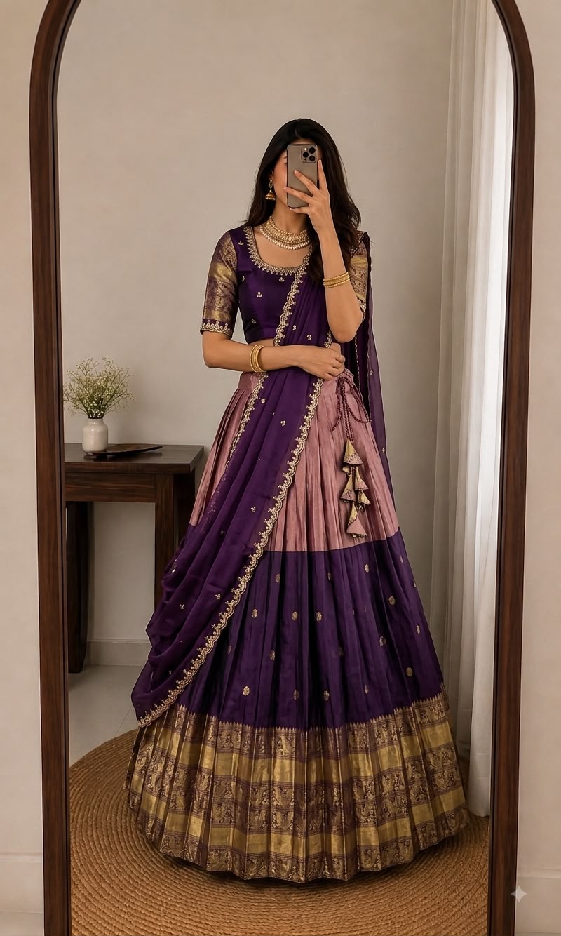 Traditional fully stiched halfsaree