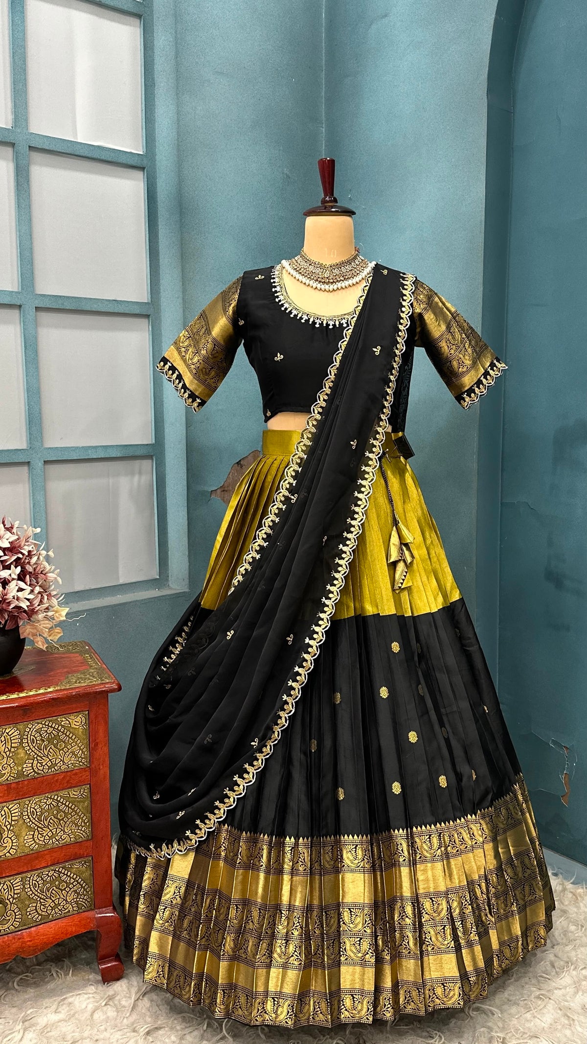 Traditional fully stiched halfsaree