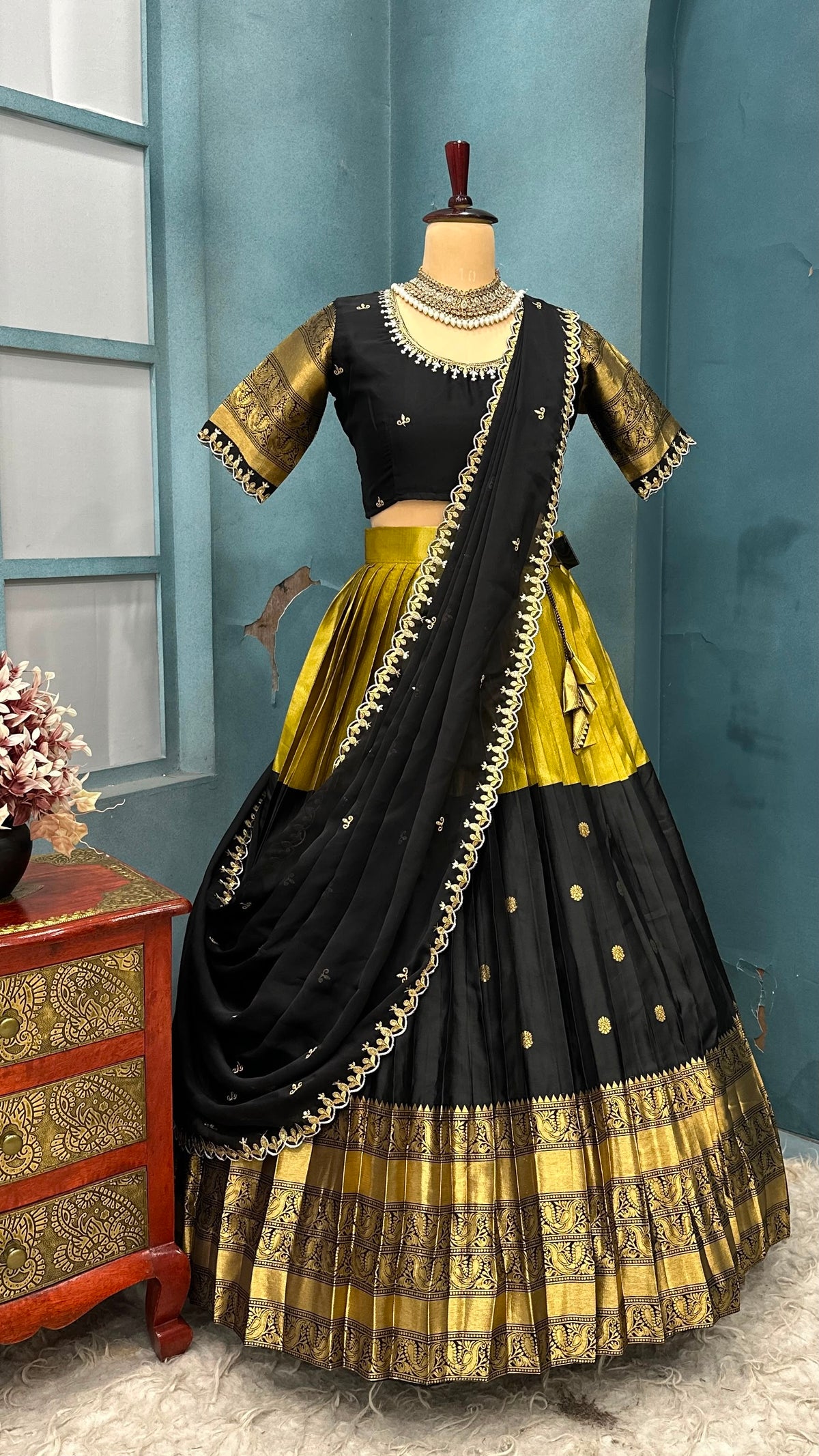 Traditional fully stiched halfsaree