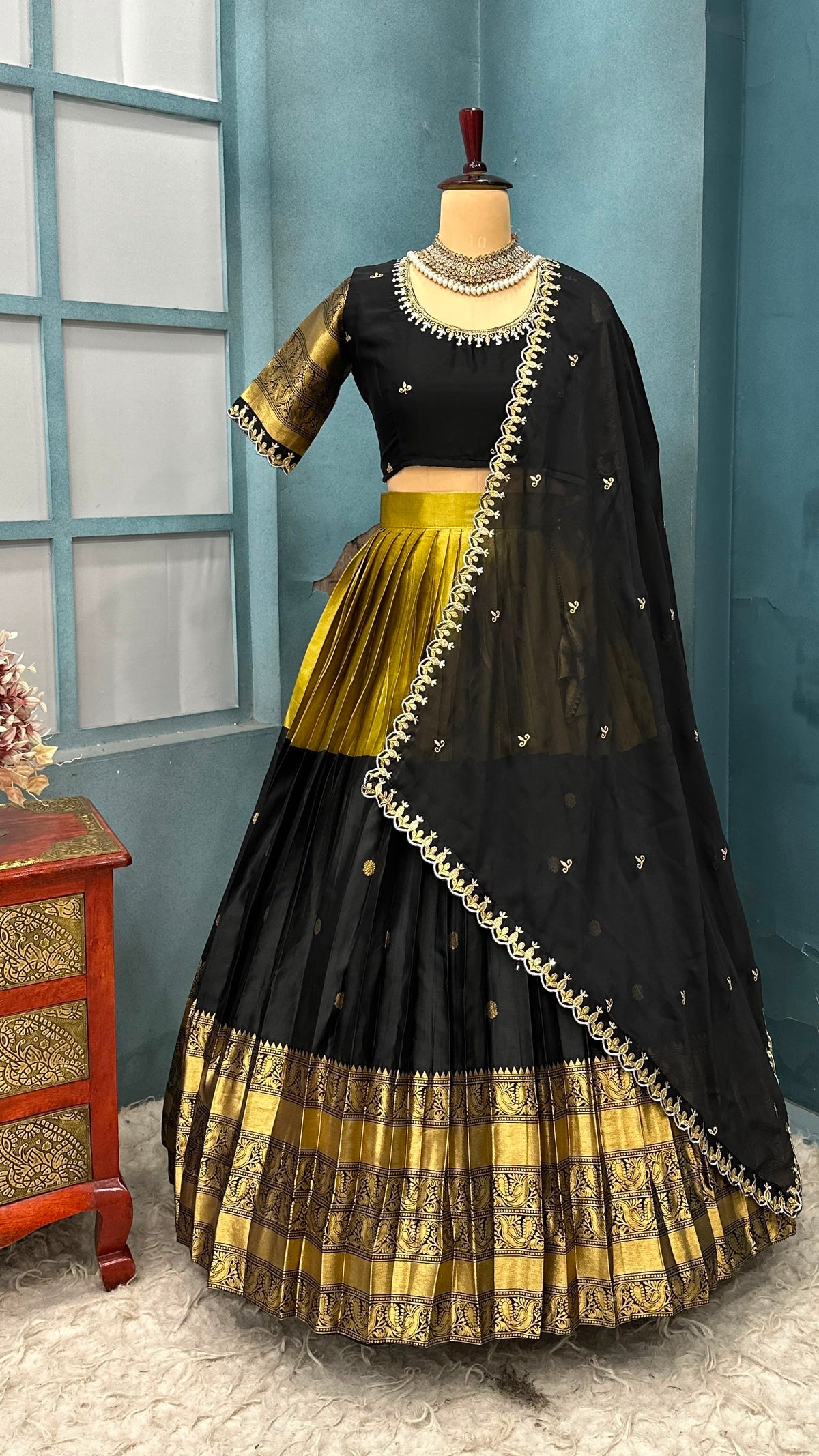 Traditional fully stiched halfsaree