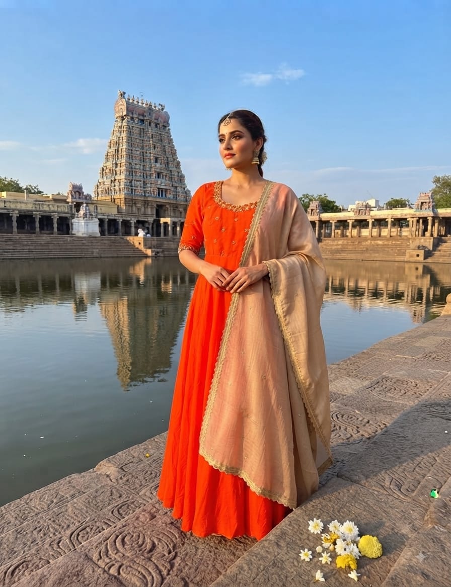 Designer maggam work frock with duppata