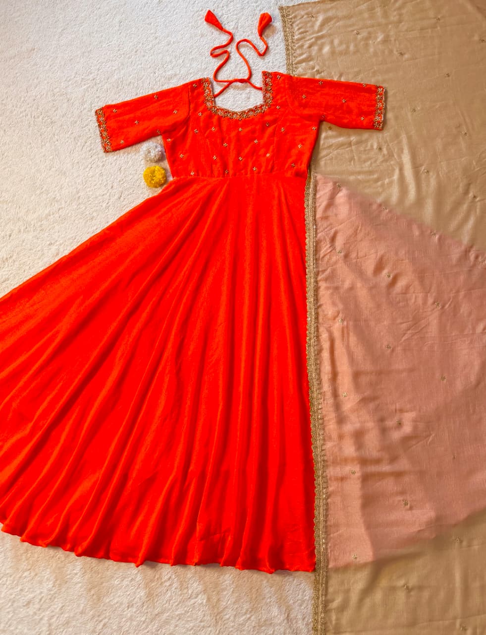 Designer maggam work frock with duppata