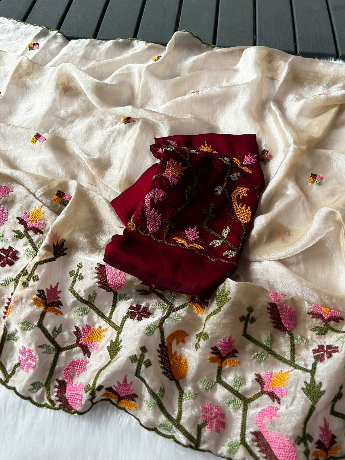 Party wear embroidery tissue sarees
