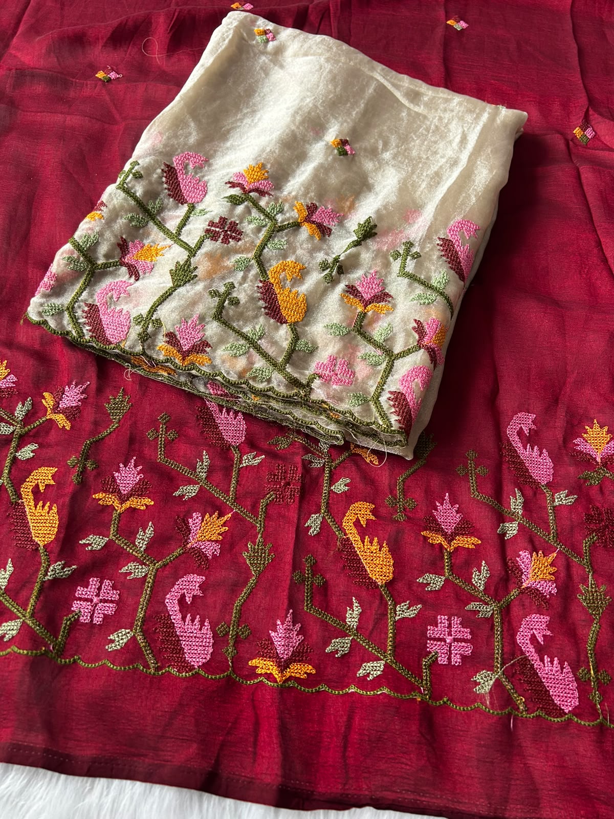 Party wear embroidery tissue sarees