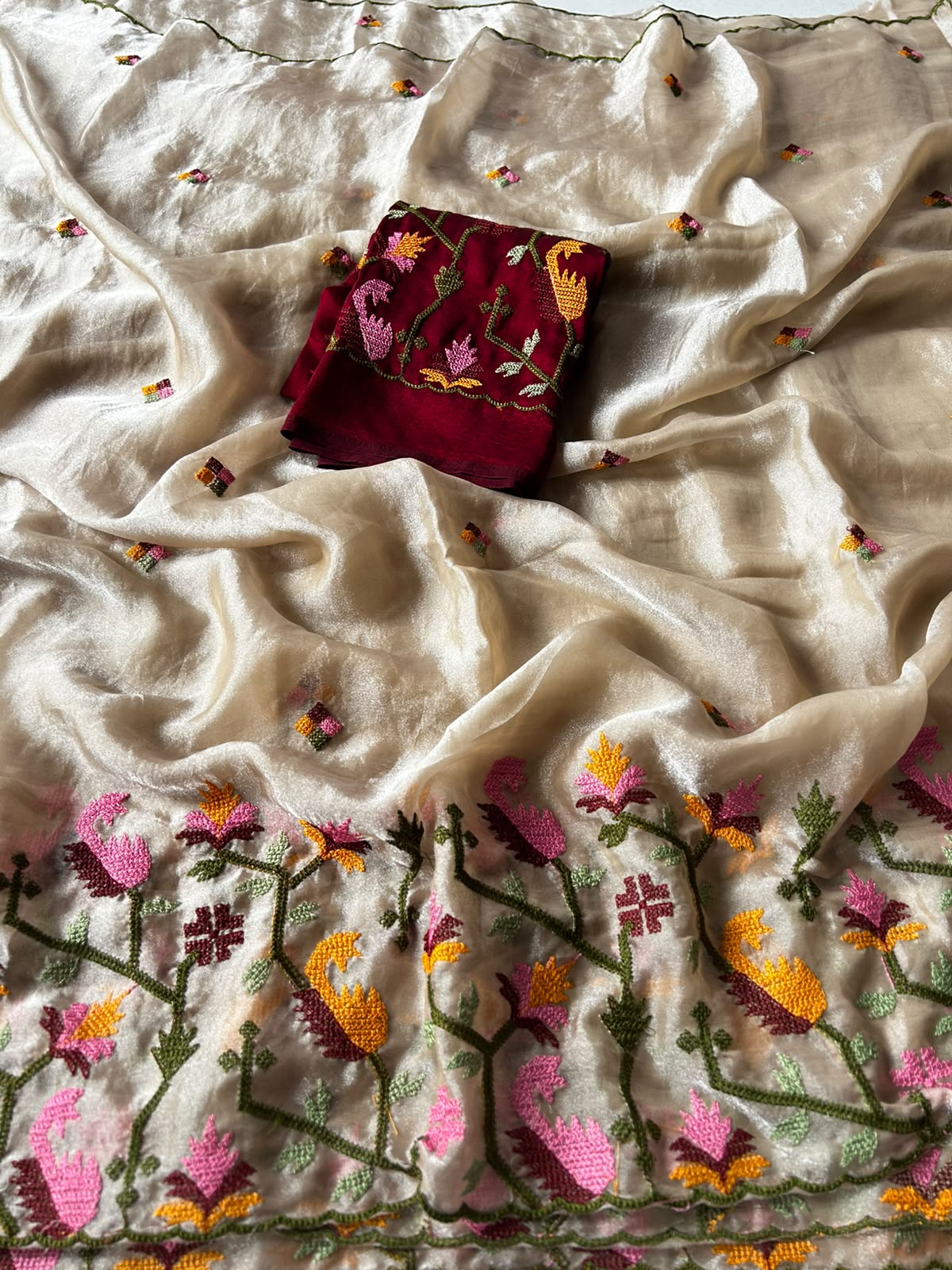 Party wear embroidery tissue sarees