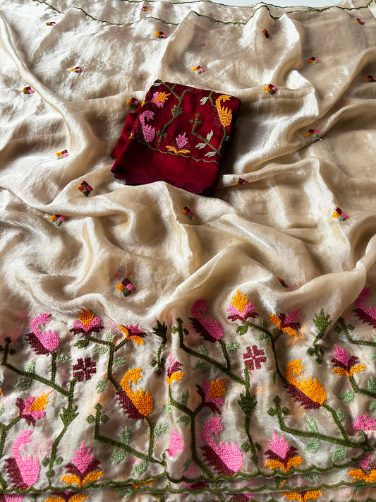 Party wear embroidery tissue sarees