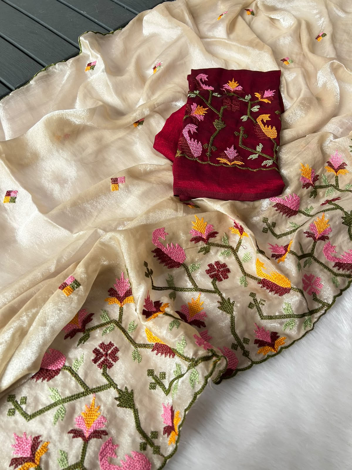 Party wear embroidery tissue sarees