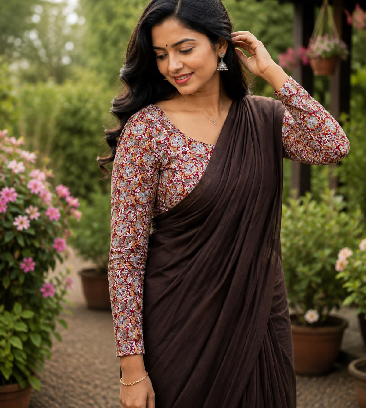 Pure khadi cotton saree with strechable blouse