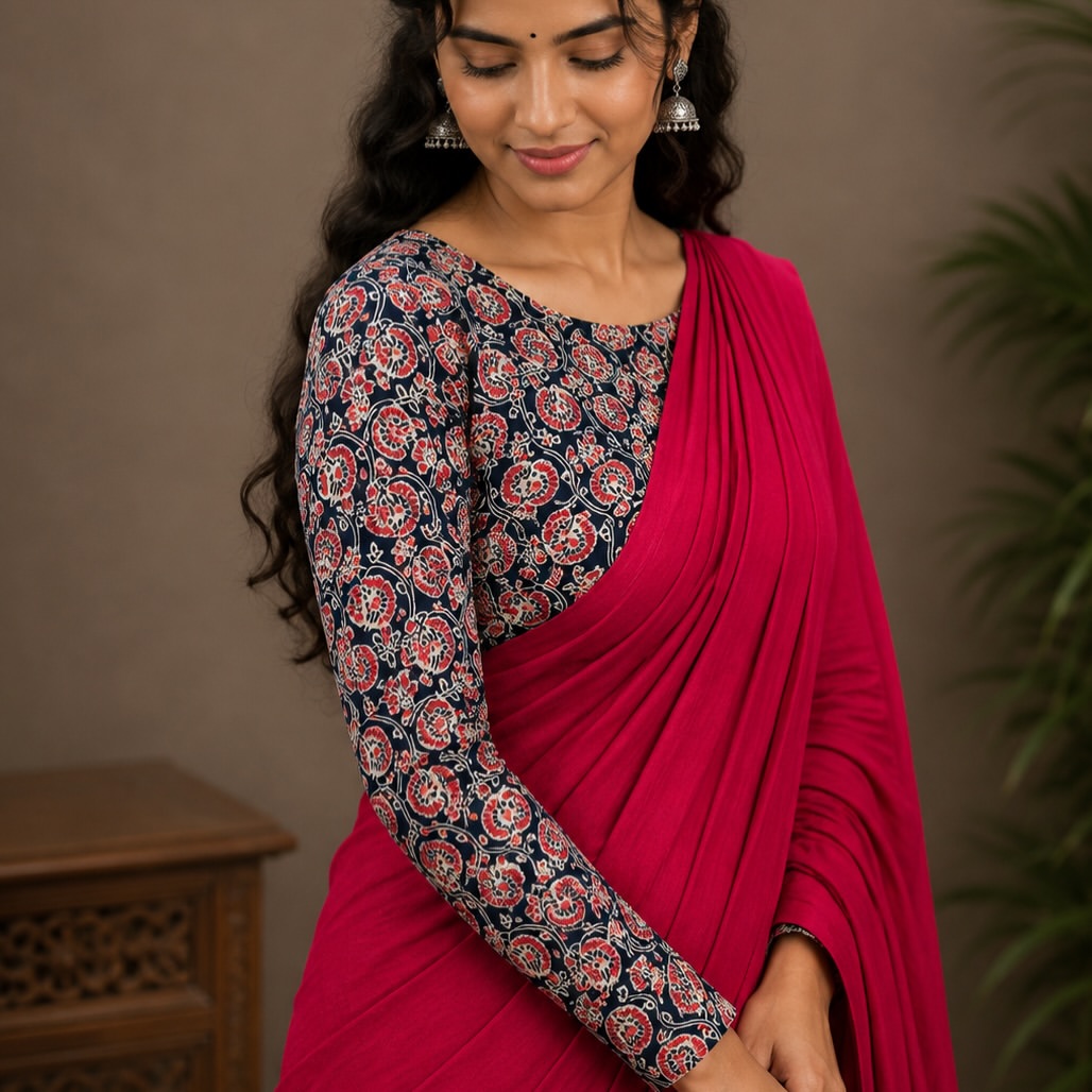 Pure khadi cotton saree with strechable blouse