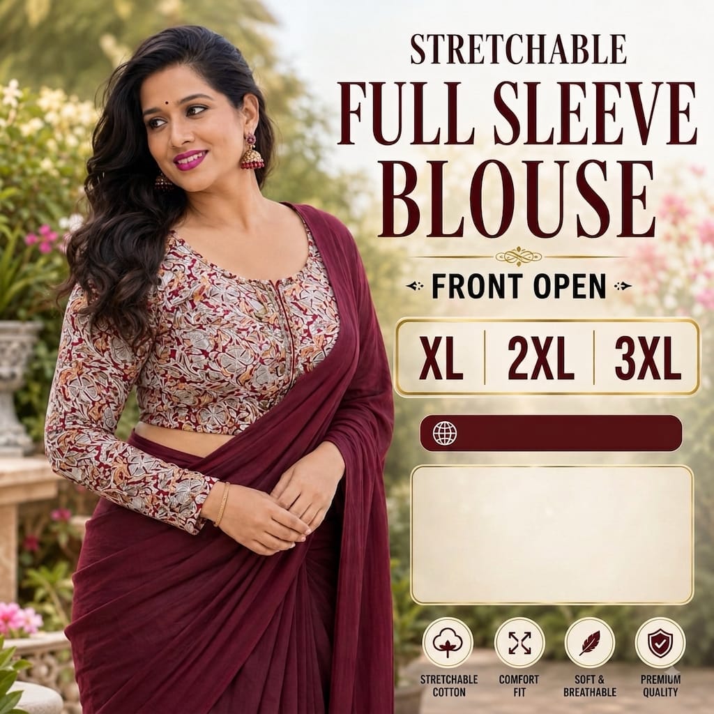 Pure khadi cotton saree with strechable blouse